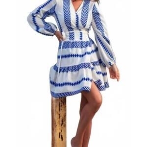 NEW KASIA xryso mini dress in blue/white
